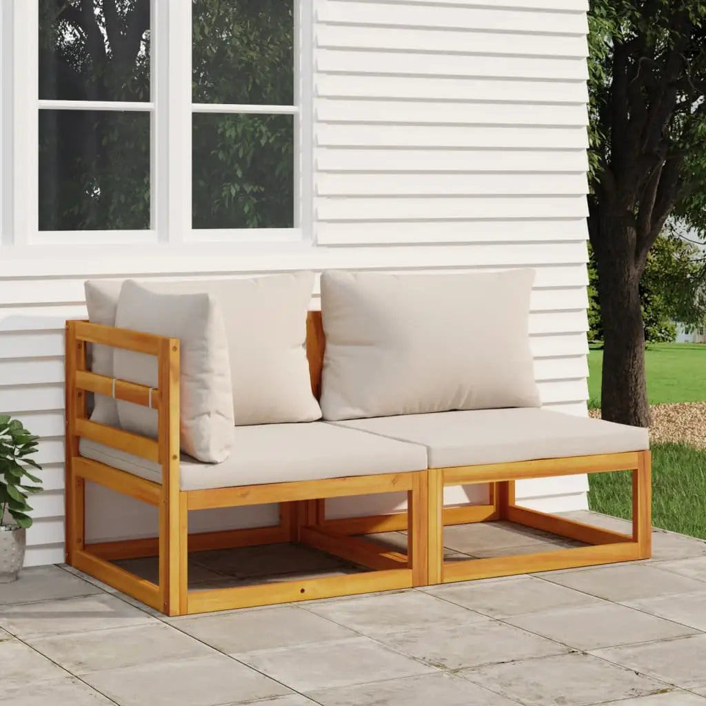 vidaXL 2 Piece Patio Sofa Set with Cushions Solid Wood Acacia - Patio Sofa Set