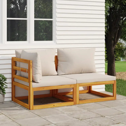 vidaXL 2 Piece Patio Sofa Set with Cushions Solid Wood Acacia - Patio Sofa Set