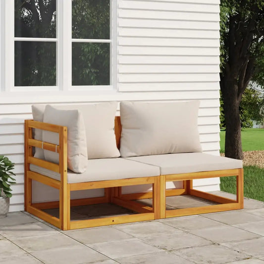 vidaXL 2 Piece Patio Sofa Set with Cushions Solid Wood Acacia - Patio Sofa Set