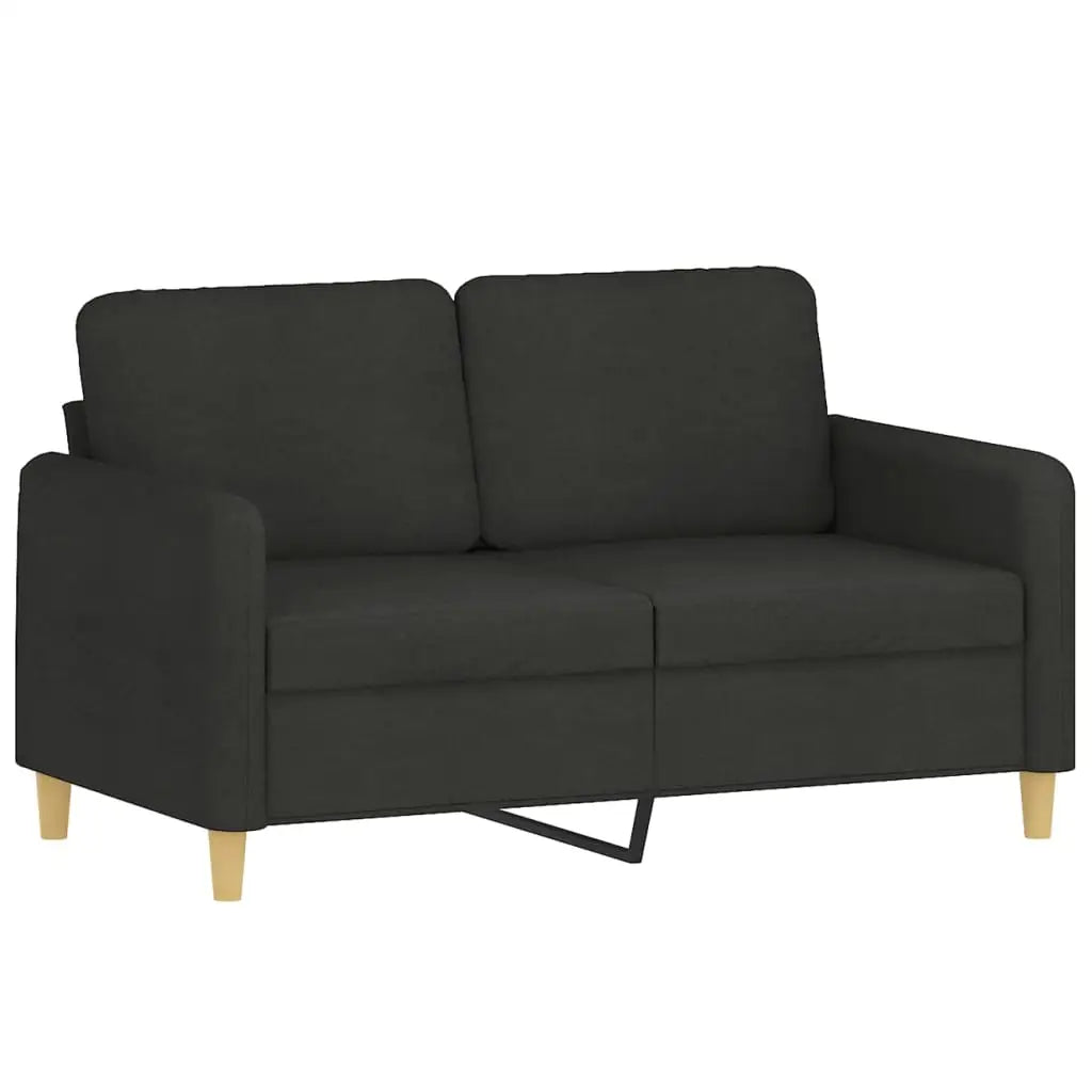 vidaXL 2 Piece Sofa Set with Cushions Black Fabric - Furniture > Sofas
