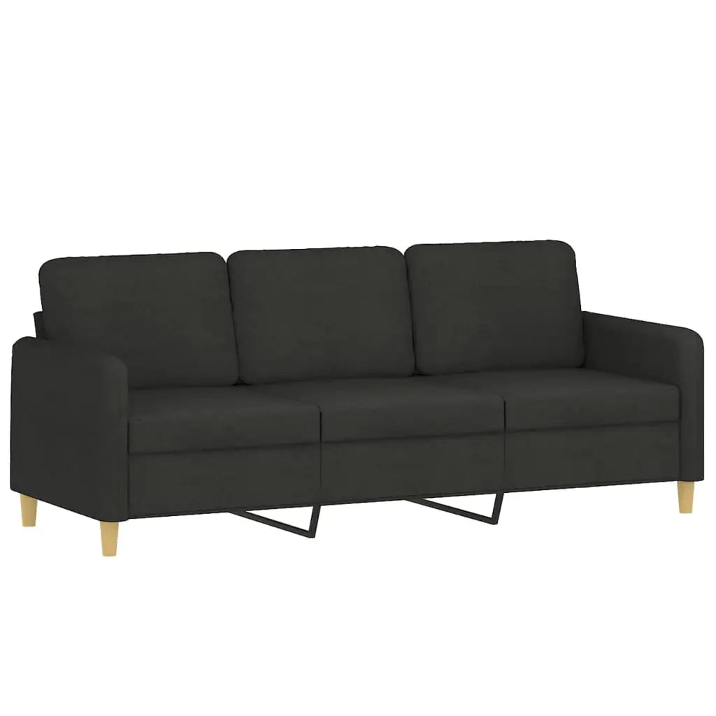 vidaXL 2 Piece Sofa Set with Cushions Black Fabric - Furniture > Sofas