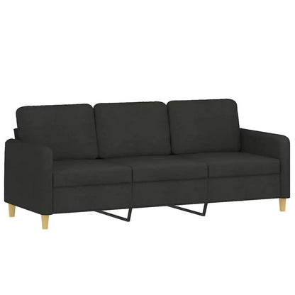 vidaXL 2 Piece Sofa Set with Cushions Black Fabric - Furniture > Sofas