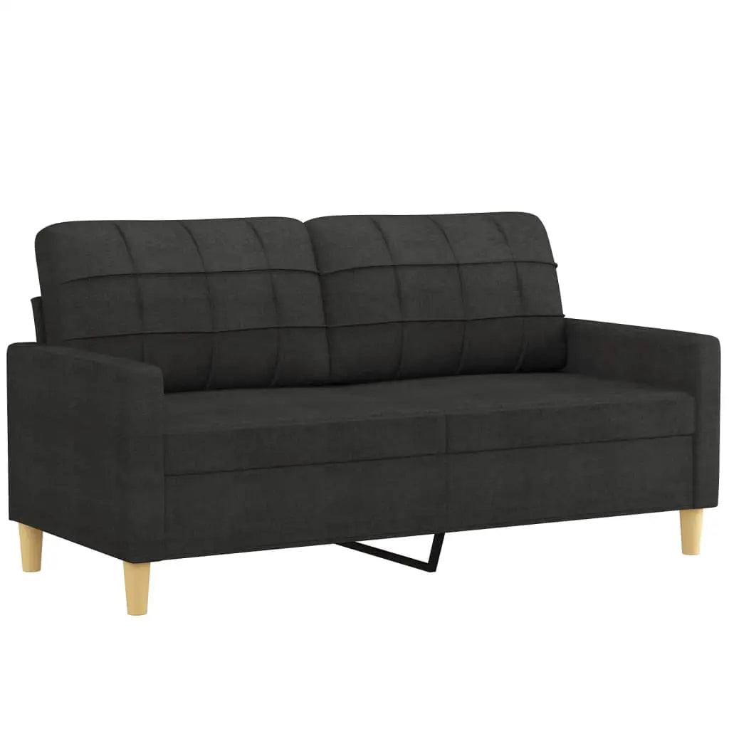 vidaXL 2 Piece Sofa Set with Cushions Black Fabric - Furniture > Sofas