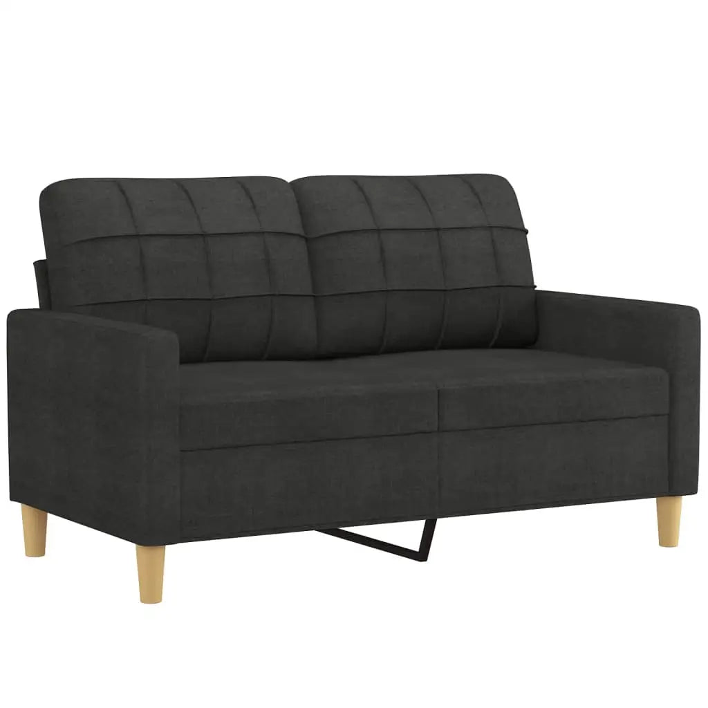 vidaXL 2 Piece Sofa Set with Cushions Black Fabric - Furniture > Sofas