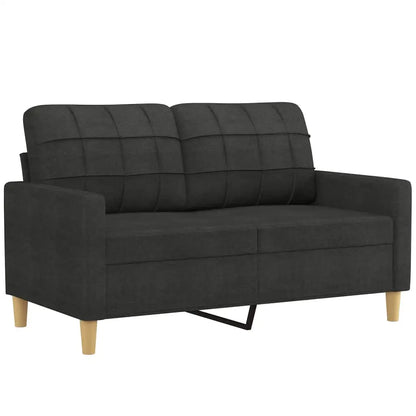 vidaXL 2 Piece Sofa Set with Cushions Black Fabric - Furniture > Sofas