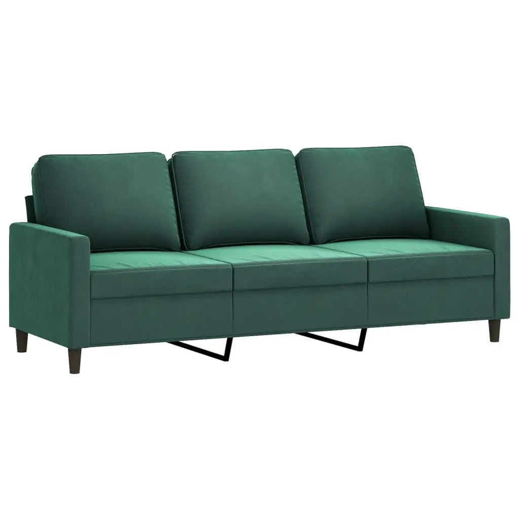 vidaXL 2 Piece Sofa Set with Cushions Dark Green Velvet - Furniture > Sofas