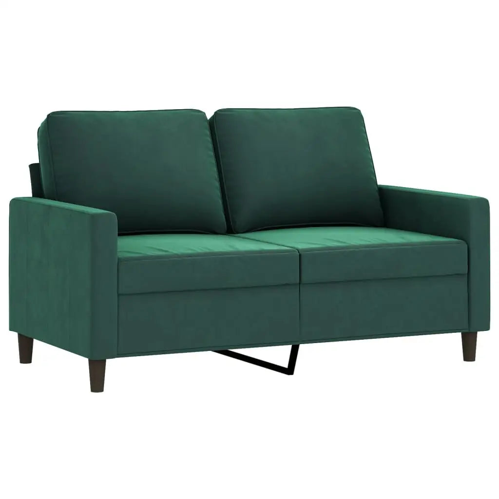 vidaXL 2 Piece Sofa Set with Cushions Dark Green Velvet - Furniture > Sofas