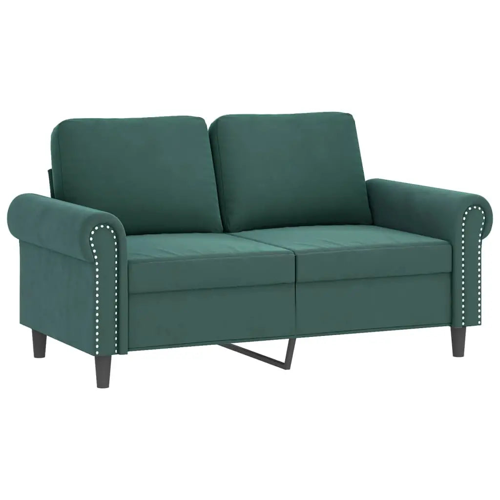 vidaXL 2 Piece Sofa Set with Cushions Dark Green Velvet - Furniture > Sofas