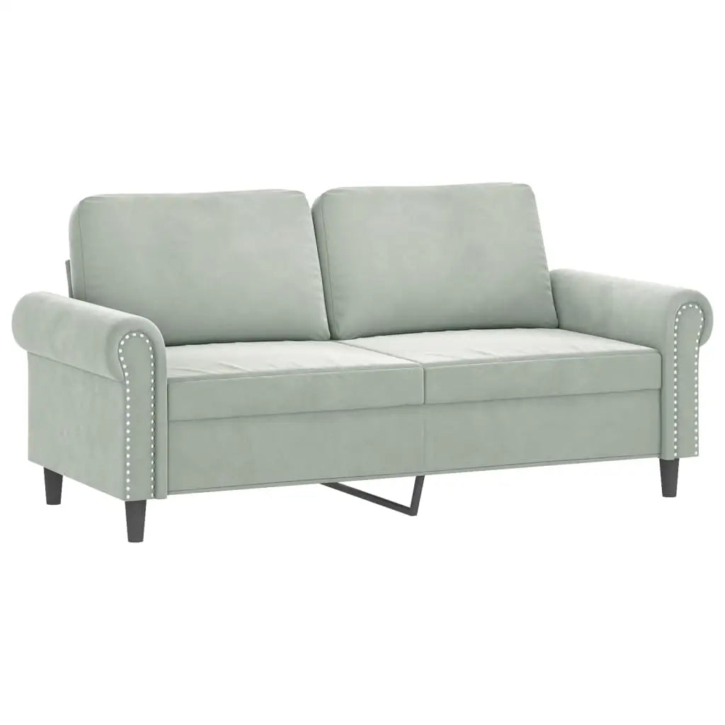 vidaXL 2 Piece Sofa Set with Cushions Light Gray Velvet - Furniture > Sofas