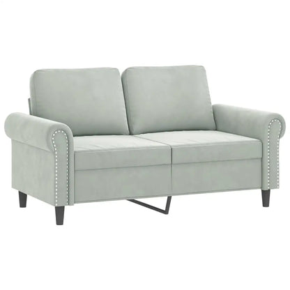 vidaXL 2 Piece Sofa Set with Cushions Light Gray Velvet - Furniture > Sofas
