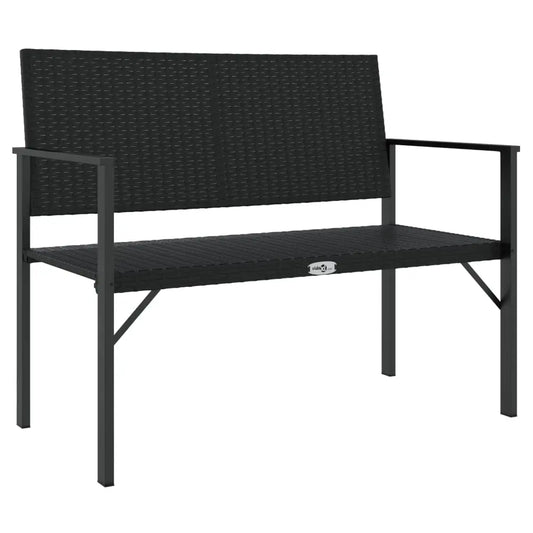 vidaXL 2-Seater Patio Bench Black Poly Rattan - Patio Bench