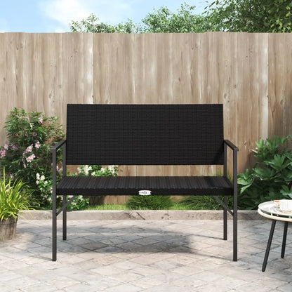 vidaXL 2-Seater Patio Bench Black Poly Rattan - Black - Patio Bench