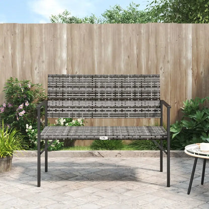 vidaXL 2-Seater Patio Bench Black Poly Rattan - Gray - Patio Bench