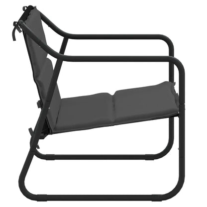 vidaXL 2-Seater Patio Bench with Cushion Anthracite Steel - Outdoor Bench