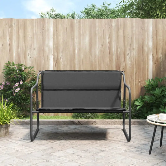 vidaXL 2-Seater Patio Bench with Cushion Anthracite Steel - Outdoor Bench