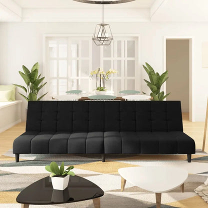 vidaXL 2-Seater Sofa Bed Black Velvet - Furniture > Sofas