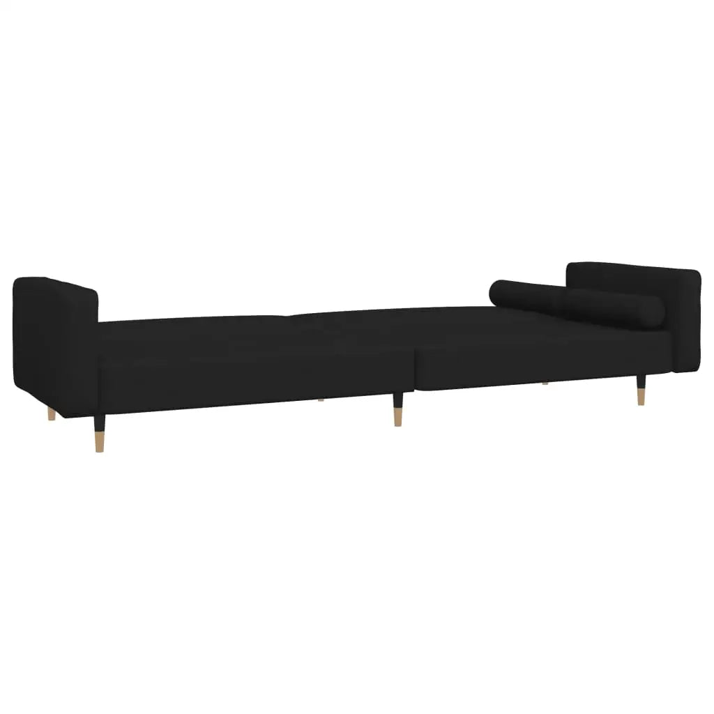 vidaXL 2-Seater Sofa Bed with Two Pillows Black Velvet - Furniture > Sofas