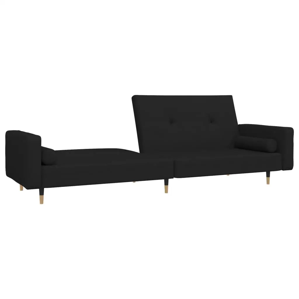 vidaXL 2-Seater Sofa Bed with Two Pillows Black Velvet - Furniture > Sofas