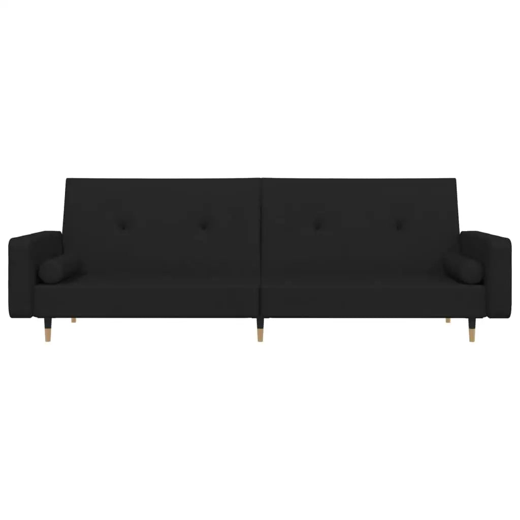 vidaXL 2-Seater Sofa Bed with Two Pillows Black Velvet - Furniture > Sofas
