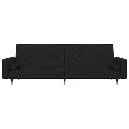 vidaXL 2-Seater Sofa Bed with Two Pillows Black Velvet - Furniture > Sofas