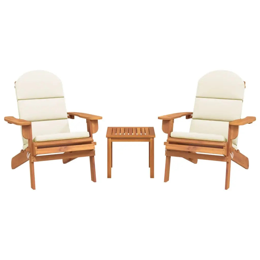 vidaXL 3 Piece Adirondack Patio Lounge Set Solid Wood Acacia - Furniture > Outdoor Furniture > Outdoor Furniture Sets