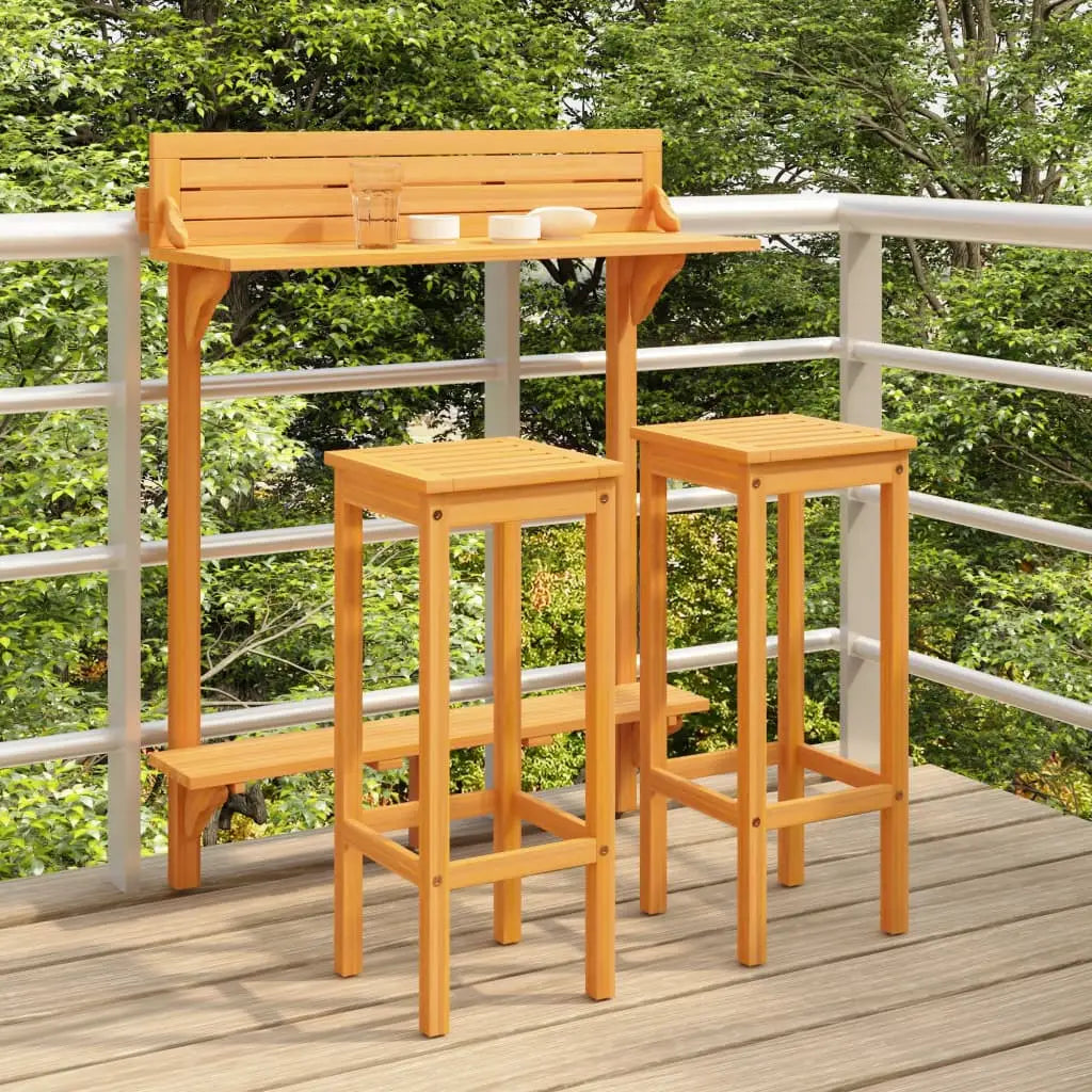 vidaXL 3 Piece Balcony Bar Set Solid Acacia Wood - Balcony Bar Set