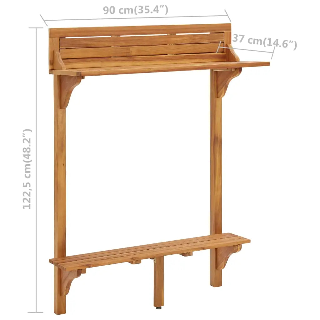 vidaXL 3 Piece Balcony Bar Set Solid Acacia Wood - Balcony Bar Set