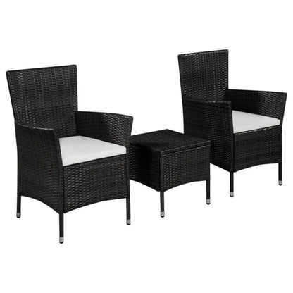 vidaXL 3 Piece Bistro Set Poly Rattan Brown - Black - Outdoor Furniture Set