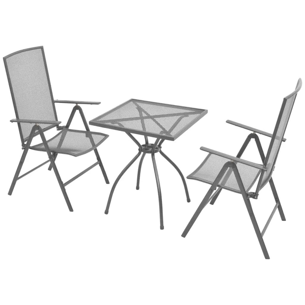 vidaXL 3 Piece Bistro Set with Folding Chairs Steel Anthracite - 5 piece - Bistro Set