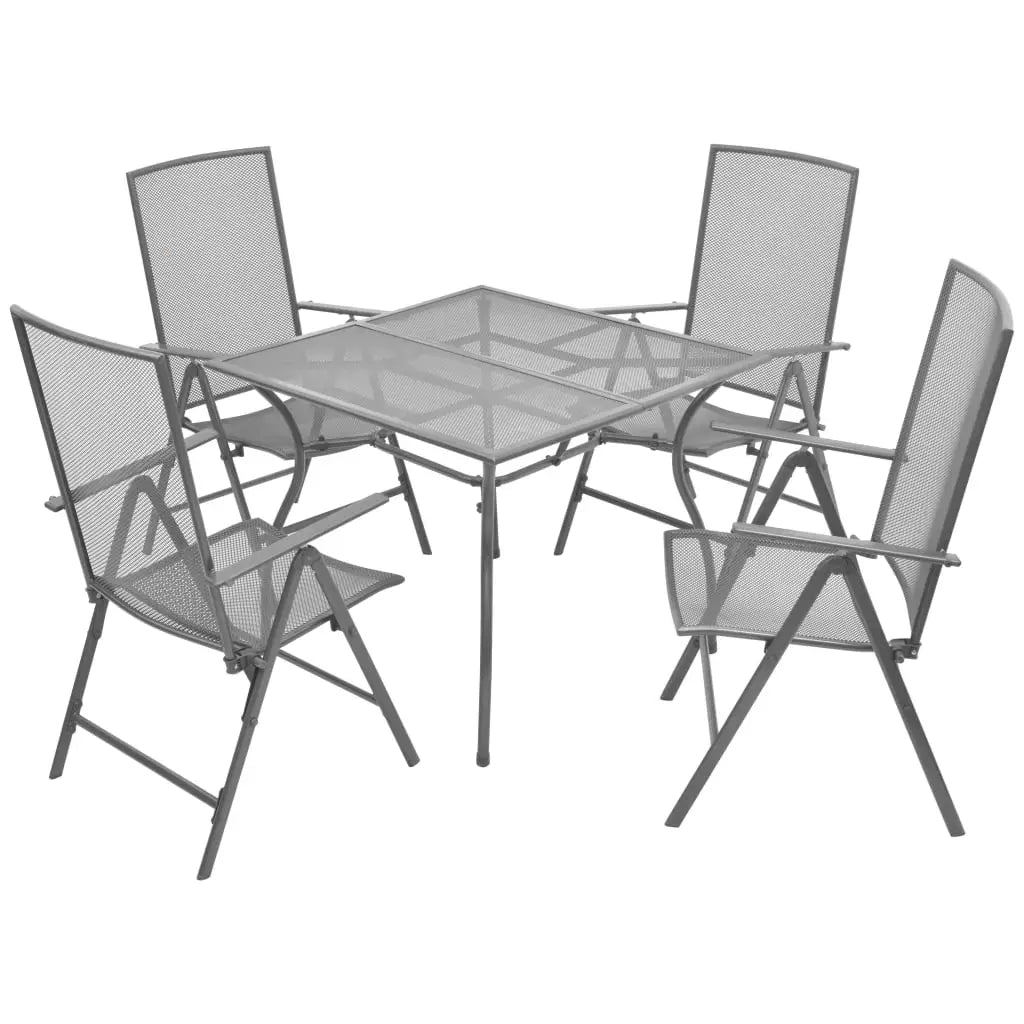 vidaXL 3 Piece Bistro Set with Folding Chairs Steel Anthracite - 5 piece - Bistro Set