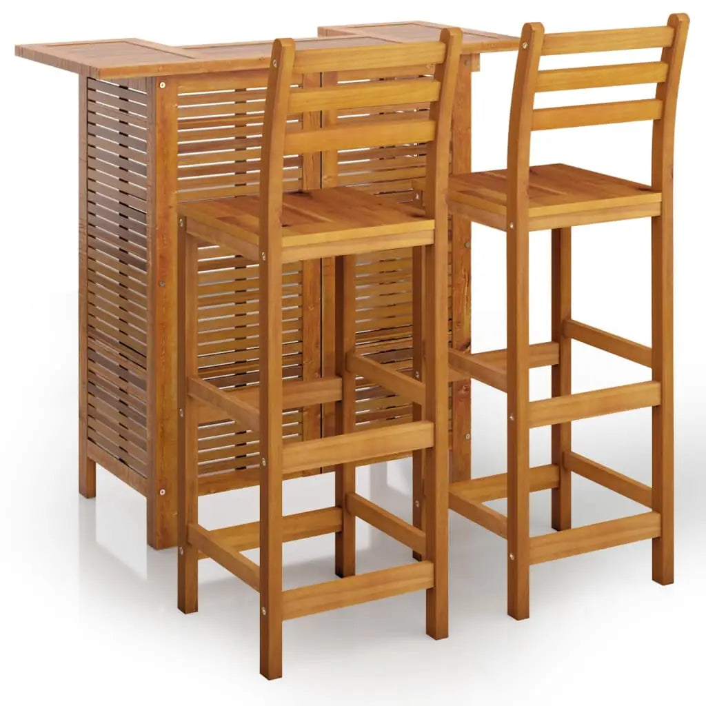 vidaXL 3 Piece Patio Bar Set Solid Wood Acacia - Outdoor Furniture Set