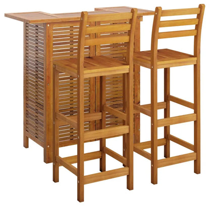 vidaXL 3 Piece Patio Bar Set Solid Wood Acacia - Outdoor Furniture Set