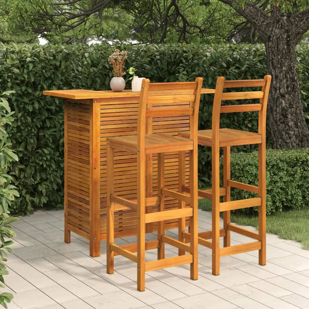 vidaXL 3 Piece Patio Bar Set Solid Wood Acacia - Outdoor Furniture Set