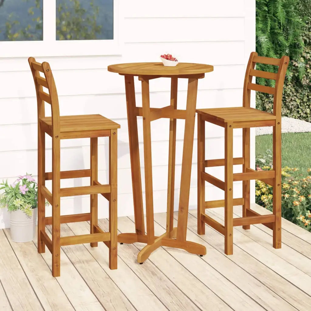 vidaXL 3 Piece Patio Bar Set Solid Wood Acacia - Outdoor Furniture Set