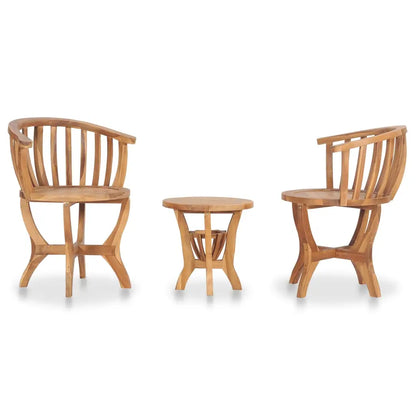 vidaXL 3 Piece Patio Bistro Set Solid Teak Wood - Furniture > Outdoor Furniture > Outdoor Furniture Sets