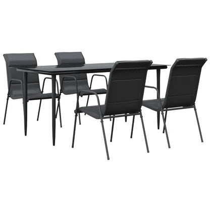 vidaXL 3 Piece Patio Dining Set Black Steel and Textilene - Dining Set