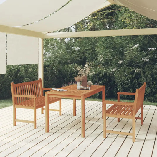 vidaXL 3 Piece Patio Dining Set Solid Wood Teak - Dining Set