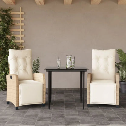 vidaXL 3 Piece Patio Dining Set with Cushions Beige Poly Rattan - Furniture > Outdoor Furniture > Outdoor Furniture Sets