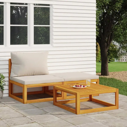 vidaXL 3 Piece Patio Lounge Set with Cushions Solid Wood Acacia - Patio Lounge Set