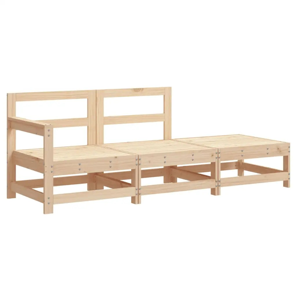 vidaXL 3 Piece Patio Lounge Set with Cushions Solid Wood - Lounge Set