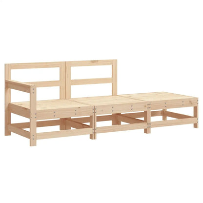 vidaXL 3 Piece Patio Lounge Set with Cushions Solid Wood - Lounge Set