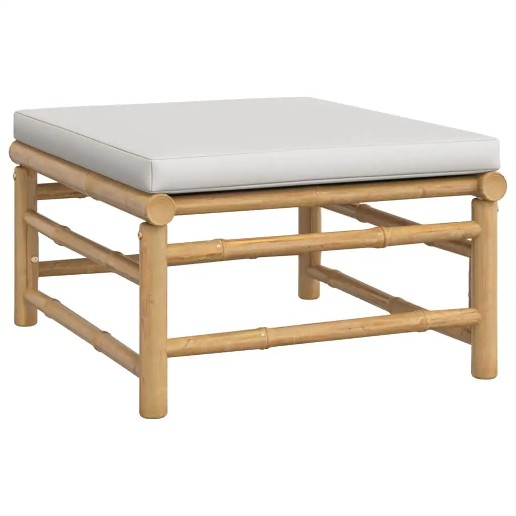 vidaXL 3 Piece Patio Lounge Set with Light Gray Cushions Bamboo - Lounge Set