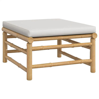 vidaXL 3 Piece Patio Lounge Set with Light Gray Cushions Bamboo - Lounge Set