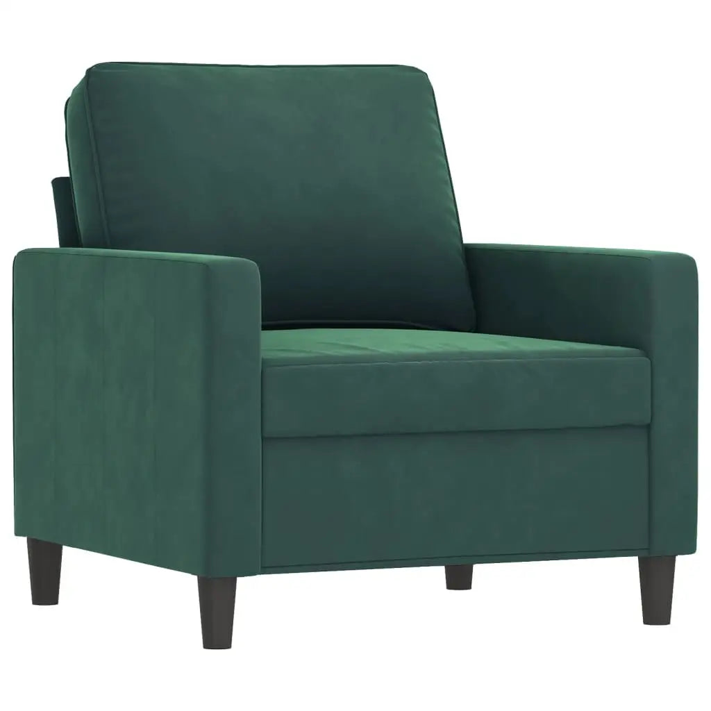 vidaXL 3 Piece Sofa Set with Cushions Dark Green Velvet - Furniture > Sofas
