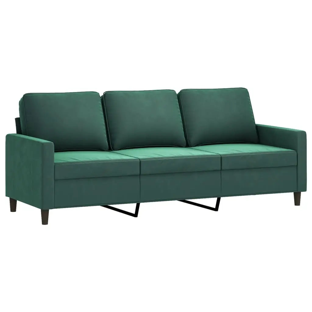 vidaXL 3 Piece Sofa Set with Cushions Dark Green Velvet - Furniture > Sofas