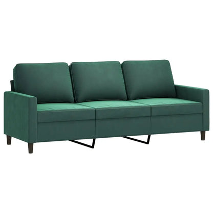 vidaXL 3 Piece Sofa Set with Cushions Dark Green Velvet - Furniture > Sofas