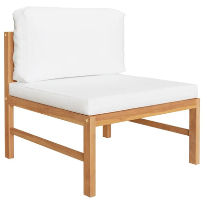 vidaXL 3-Seater Patio Sofa with Cream Cushions Solid Teak Wood - Outdoor Sofa