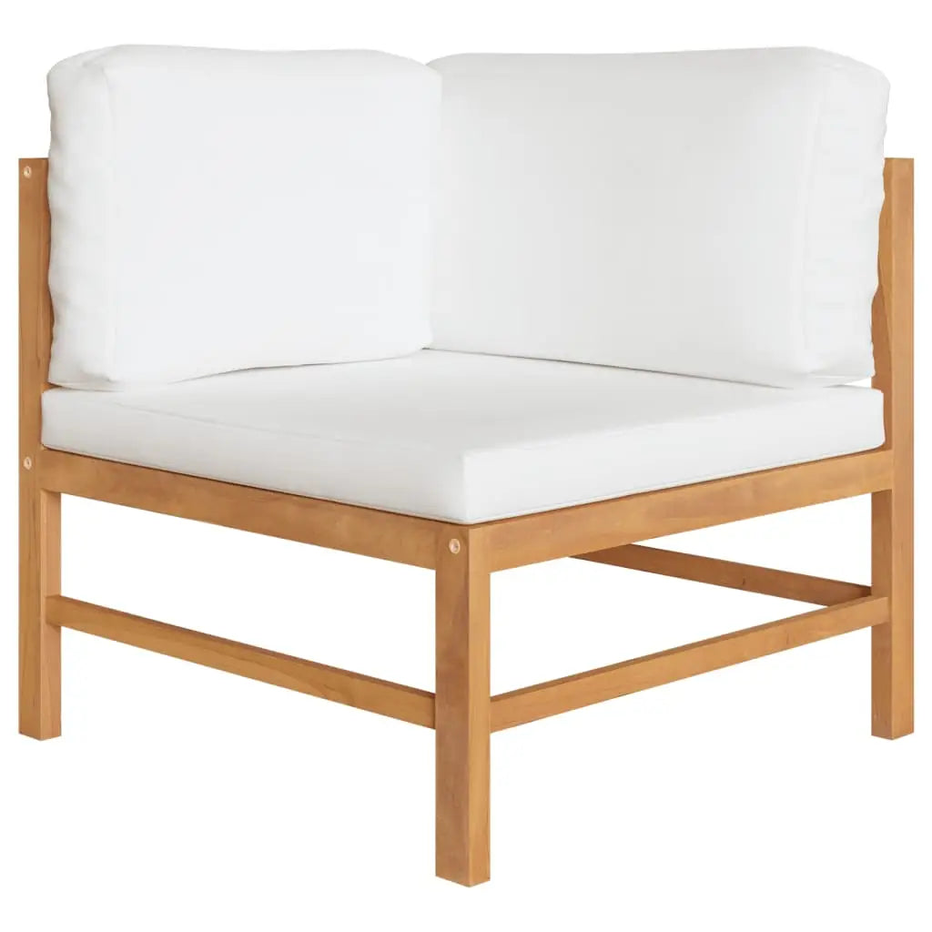 vidaXL 3-Seater Patio Sofa with Cream Cushions Solid Teak Wood - Outdoor Sofa