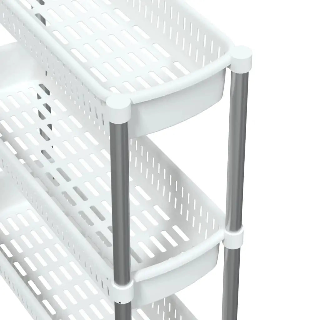 vidaXL 3-Tier Storage Trolley Silver and White Aluminum - Home & Garden > Household Supplies > Storage & Organization >
