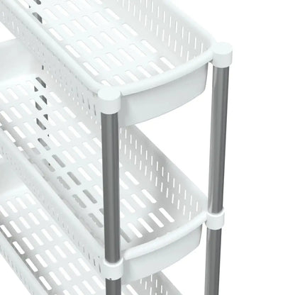 vidaXL 3-Tier Storage Trolley Silver and White Aluminum - Home & Garden > Household Supplies > Storage & Organization >